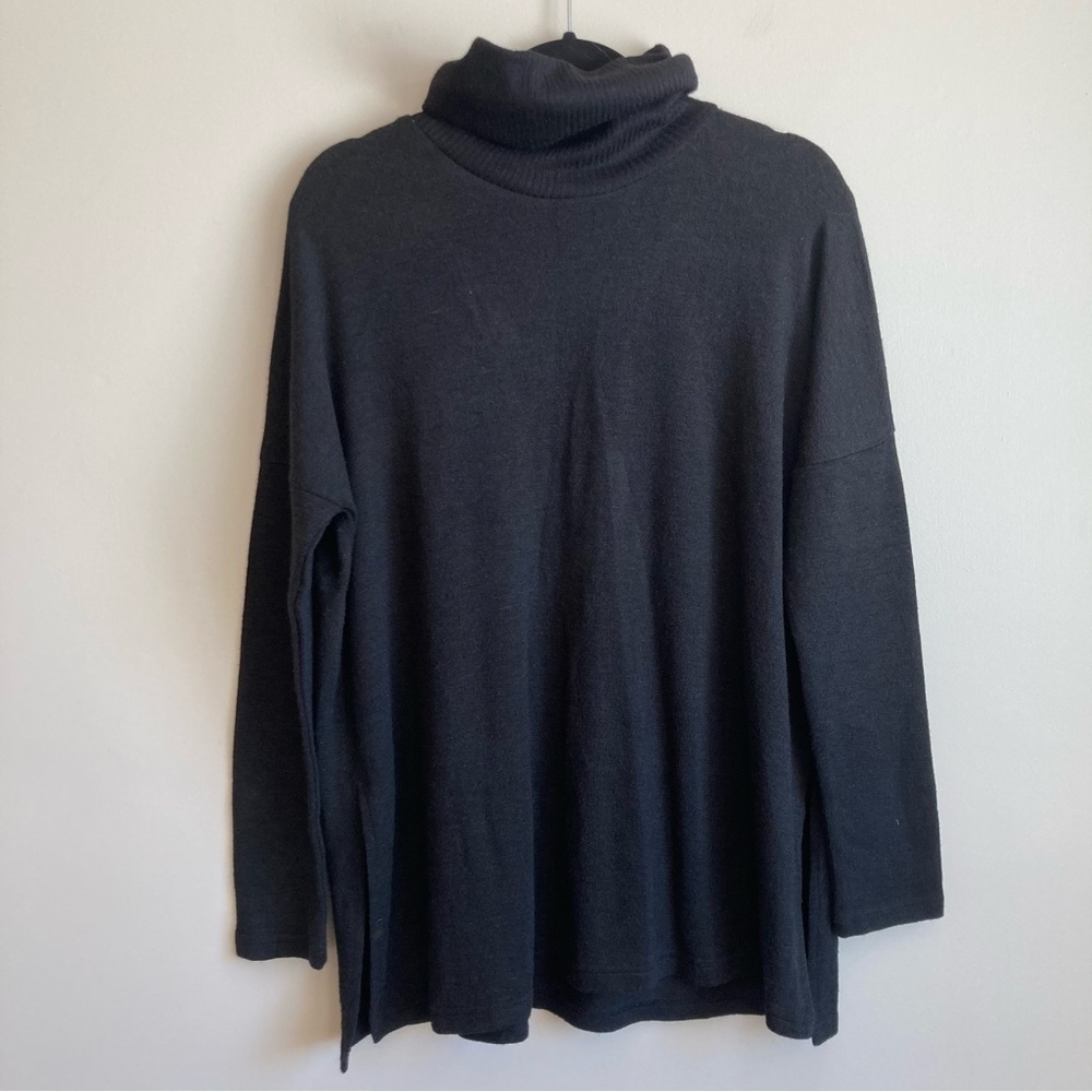 NWT E. SSUE Black Turtleneck Sweater Back Cutout S